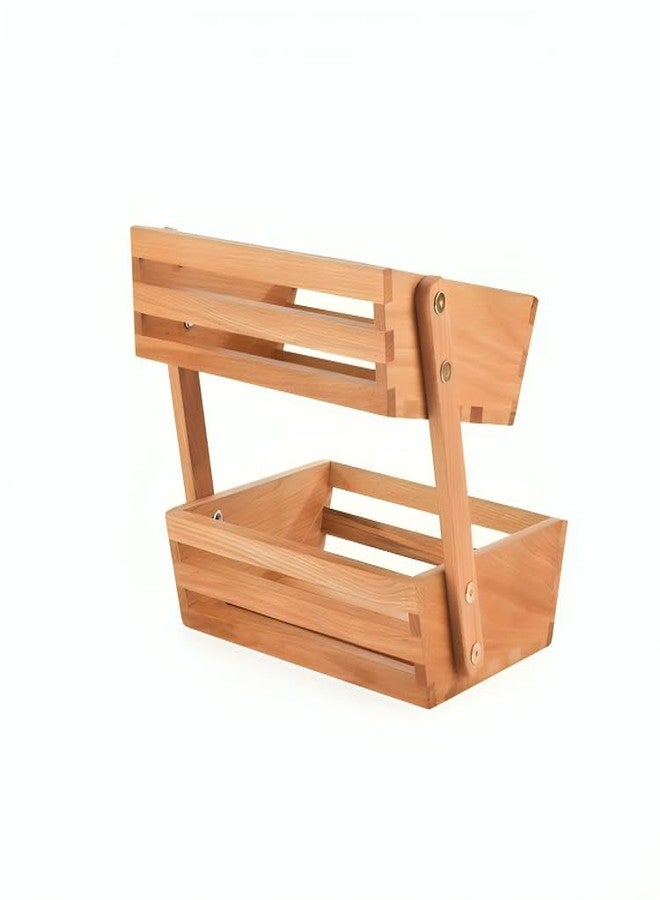 Crysellewoods Wooden Multipurpose Kitchen Organizer Stand Shelf Holder Storage Rack For Spices Jars Utensils Dishes Plates| 2 TierTray Kitchen Cabinets/Counter Top Organizer For Home Décor - Image 4